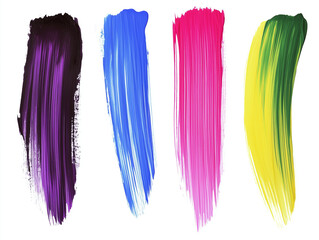 Set of artistic paintbrush strokes isolated on a white background