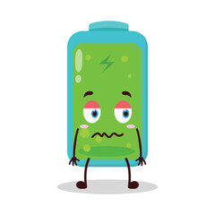 cute grumpy expression of full battery cartoon character