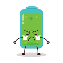 cute mad expression of full battery cartoon character