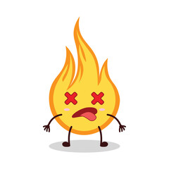 cute fainted expression of fire cartoon character
