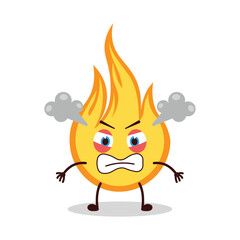 cute furious expression of fire cartoon character