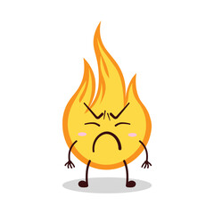 cute annoyed expression of fire cartoon character