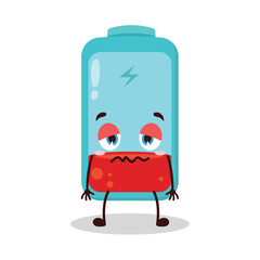 cute nope expression of empty battery cartoon character