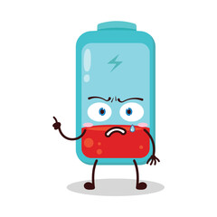 cute weird expression of empty battery cartoon character