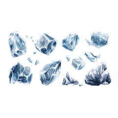 Fototapeta premium set of Ice cube, PNG file, cut out
