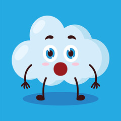cute shocked expression of cloud cartoon character