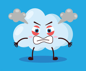 cute furious expression of cloud cartoon character
