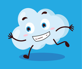 cute rush running expression of cloud cartoon character