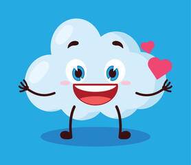 cute fall in love expression of cloud cartoon character