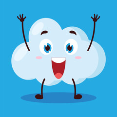 cute rise hand happy expression of cloud cartoon character