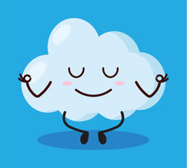 cute yoga expression of cloud cartoon character