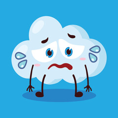 cute depressed expression of cloud cartoon character