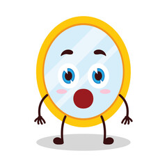 cute shocked expression of mirror cartoon character