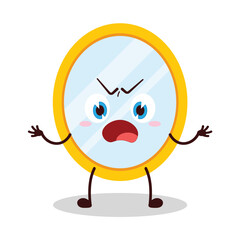 cute why expression of mirror cartoon character