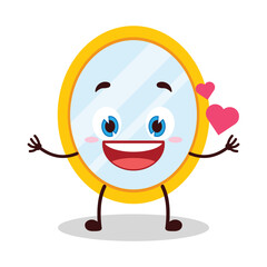 Obraz premium cute fall in love expression of mirror cartoon character