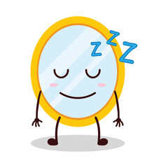 cute sleep expression of mirror cartoon character