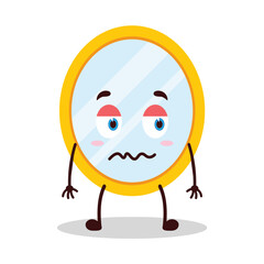 cute grumpy expression of mirror cartoon character