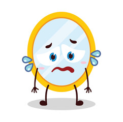 cute depressed expression of mirror cartoon character