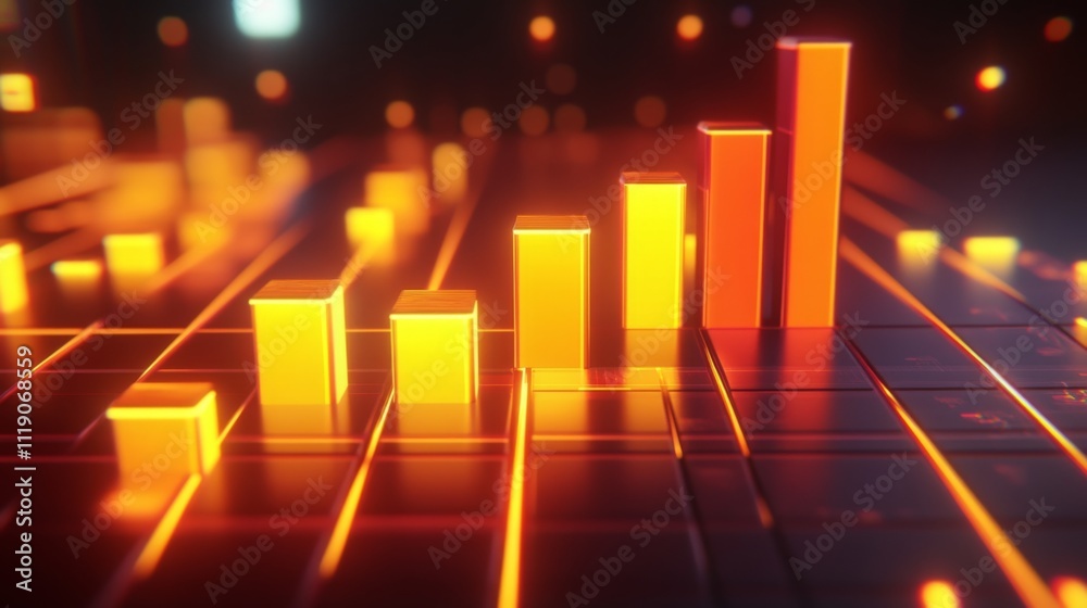 Fototapete abstract data visualization with colorful bars and graph lines