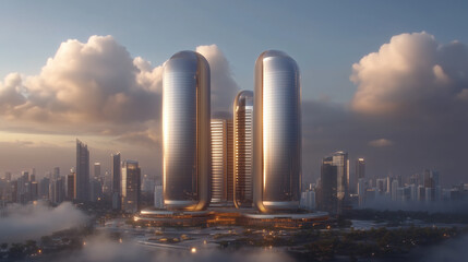 Futuristic Cityscape with Modern Skyscrapers

