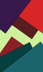 A vibrant abstract design featuring overlapping geometric shapes in contrasting colors, creating a sense of depth and dimension.