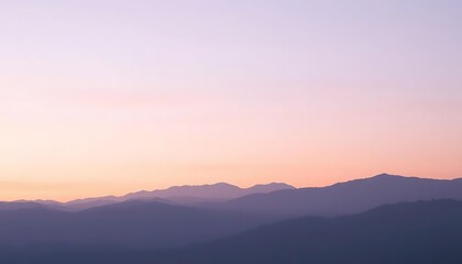 Abstract Mountain Silhouettes in Dusk Colors with Misty Effect