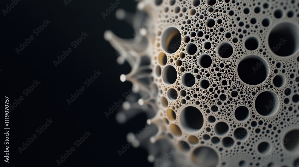 Poster Intricate Macro View of Abstract Bubble Texture with Varying Sizes and Patterns Against a Dark Background for Creative Applications