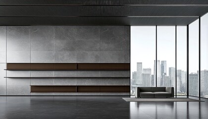 Obraz premium Modern Minimalist Living Room City View Design