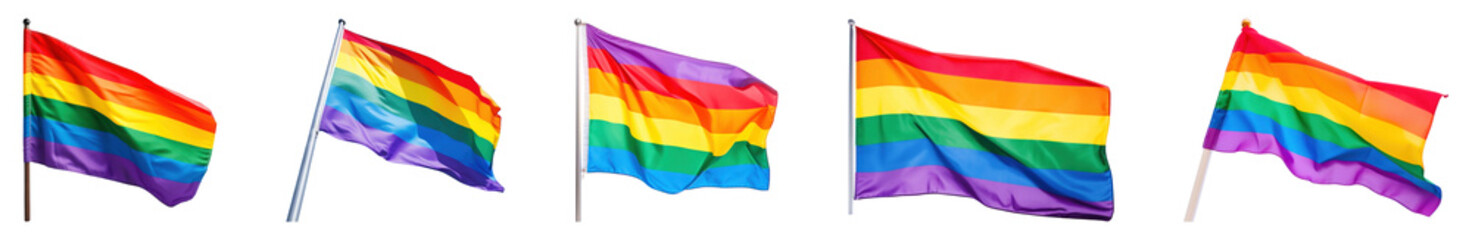 PNG Lgbt rainbow flag set on transparent background