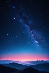 starry night sky with a bright pink and blue glow