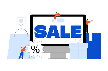 Online shopping promotion sale on computer monitor