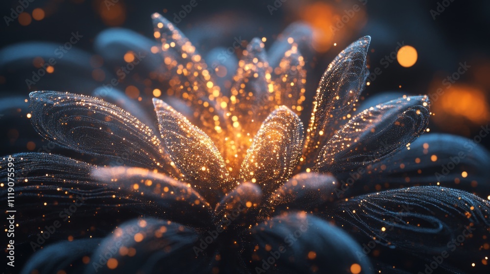 Aufkleber Enigmatic Flower with Glowing Particles and Ethereal Glow Effect