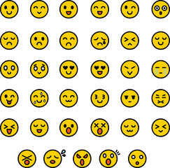 顔　アイコン　絵文字　顔文字　飾り　イラスト素材セット