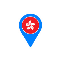 Hong Kong location pin vector with national flag design illustration