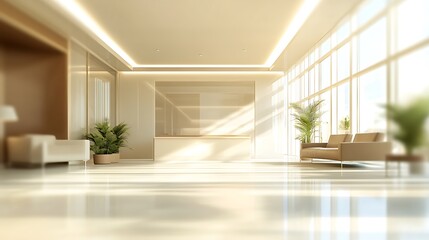 Fototapeta premium Serene Modern Lobby: Sunlit Interior Design