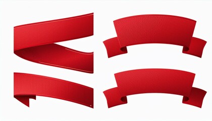 set red Ribbon Banner on isolated white background.