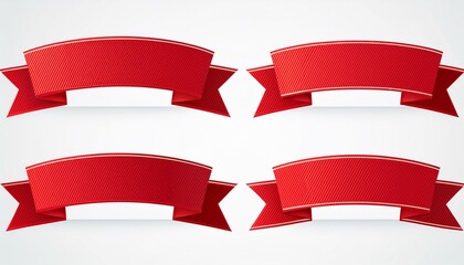 set red Ribbon Banner on isolated white background.