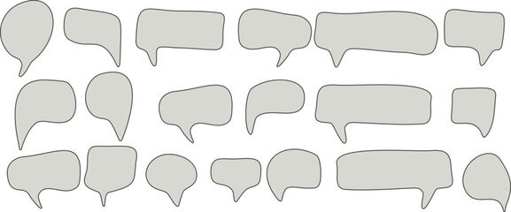 Obraz premium Set of gray speech bubbles with hand drawn outline