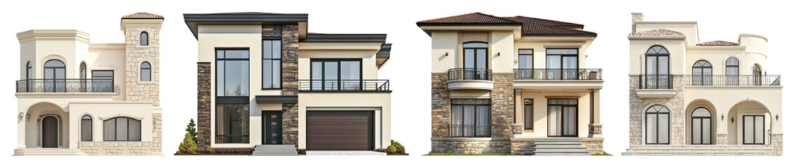 Obraz premium PNG House architecture building set on transparent background