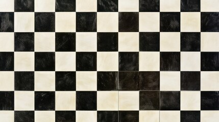 Fototapeta premium A simple checkerboard pattern with alternating black and white squares, creating a timeless, classic look.