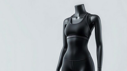 Black Mannequin Displays Athletic Sports Bra And Leggings