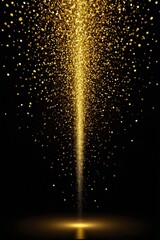 a golden dust trail falling from the top of a black background
