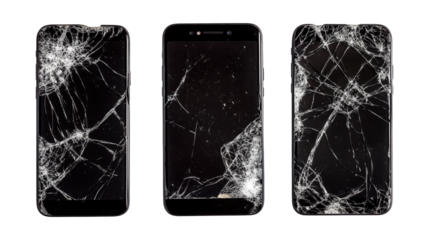 Broken Smartphone Screens: Creative Image of Damaged Mobile Devices for Repair and Insurance Use