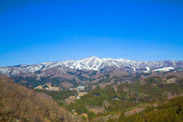 Mountain ranges view near Takayama town in Gifu prefecture, Chubu, Japan.