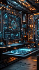 Futuristic Spaceship Control Room Interior Design