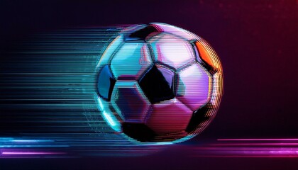 A soccer ball in a Glitch Art Style