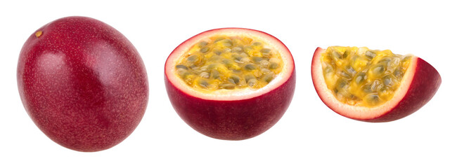 passion fruit, piece and half isolated, transparent PNG, PNG format, cut out, Collection, set