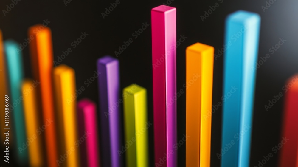Poster colorful abstract bars on black background for dynamic visuals
