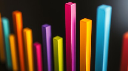 Fototapeta premium Colorful Abstract Bars on Black Background for Dynamic Visuals