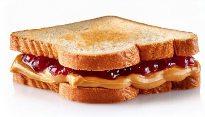 peanut butter jelly sandwich isolated on white background